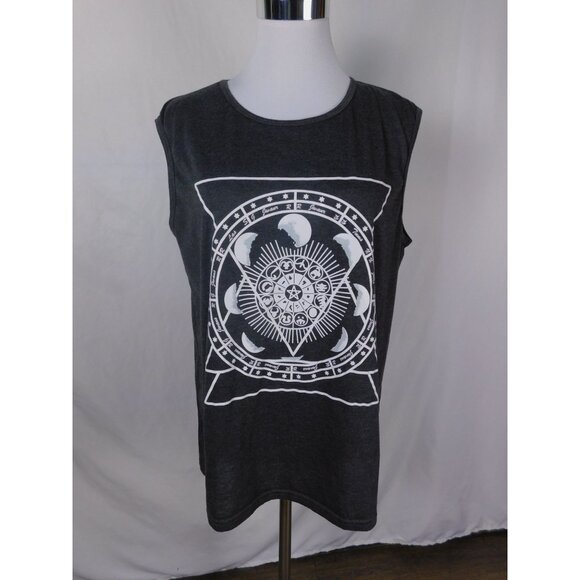Celestial Mandala Sleeveless Tank Top Unisex Witchcore Dark Moon Phases - Picture 2 of 10